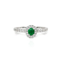 0.20 Ct. Emerald and Diamond Ring, 18K White Gold Video
