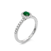 0.20 Ct. Emerald and Diamond Ring, 18K White Gold Image