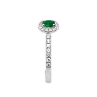0.20 Ct. Emerald and Diamond Ring, 18K White Gold Image