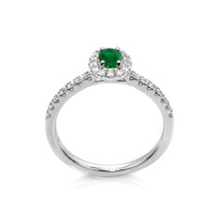 0.20 Ct. Emerald and Diamond Ring, 18K White Gold Image