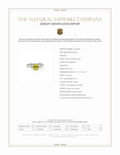 1.56 Ct. Greenish Yellow Sapphire and Natural Diamond Three Stone Ring, 18K White Gold Scan Report