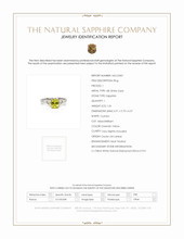 1.56 Ct. Greenish Yellow Sapphire and Natural Diamond Three Stone Ring, 18K White Gold Scan Report