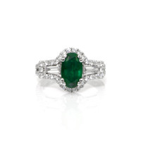 1.70 Ct. Emerald and Diamond Ring - 14K White Gold Video