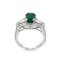 1.70 Ct. Emerald and Diamond Ring - 14K White Gold Image