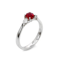 0.58 Ct. Ruby and Diamond Ring, 18K White Gold Image