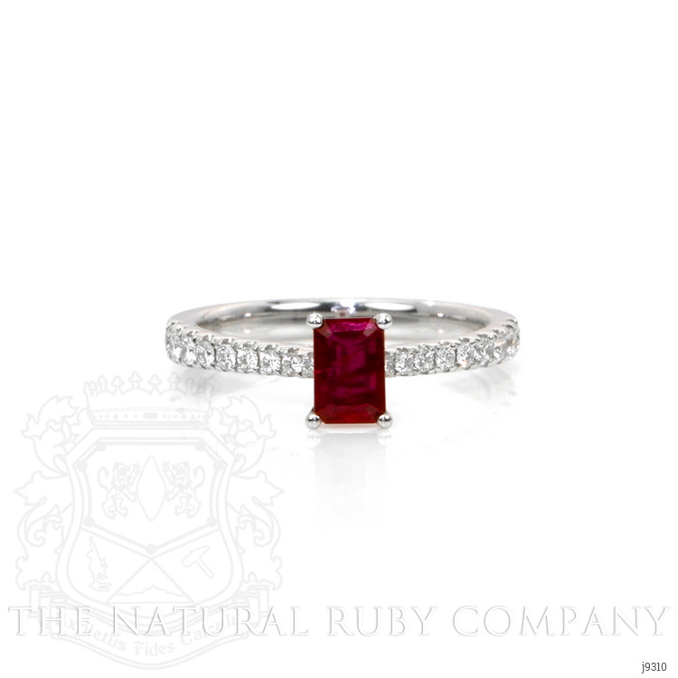 0.54 Ct. Ruby Natural Diamond Pave Ring, 18K White Gold