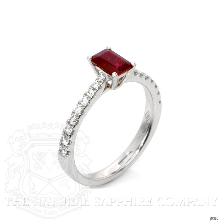 0.54 Ct. Ruby Natural Diamond Pave Ring, 18K White Gold