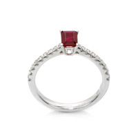 0.54 Ct. Ruby Natural Diamond Pave Ring, 18K White Gold Image