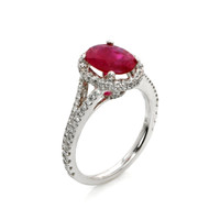 1.38 Ct. Ruby and Diamond Ring, 14K White Gold Image