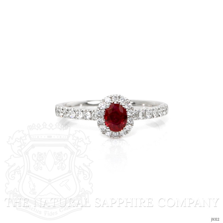 0.37 Ct. Ruby Natural Diamond Pave Ring, 18K White Gold