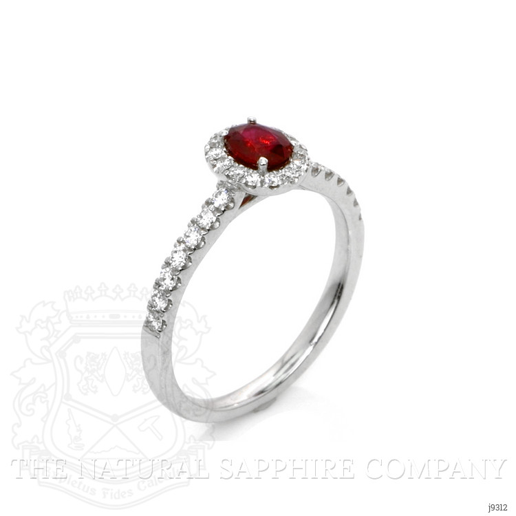 0.37 Ct. Ruby Natural Diamond Pave Ring, 18K White Gold