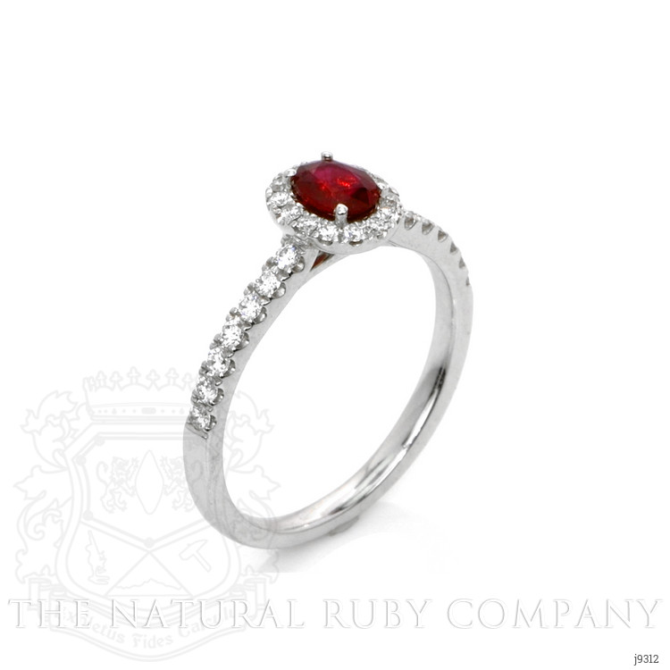 0.37 Ct. Ruby Natural Diamond Pave Ring, 18K White Gold