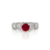 0.83 Ct. Ruby and Diamond Ring - 18K White Gold Video