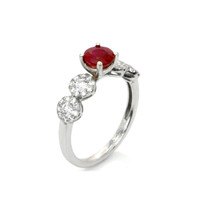 0.83 Ct. Ruby and Diamond Ring - 18K White Gold Image