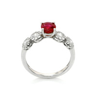 0.83 Ct. Ruby and Diamond Ring - 18K White Gold Image
