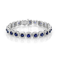 9.55 Ct.Tw. Blue Sapphire and Natural Diamond Tennis/Line Bracelet, 18K White Gold Video