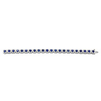 9.55 Ct.Tw. Blue Sapphire and Natural Diamond Tennis/Line Bracelet, 18K White Gold Image