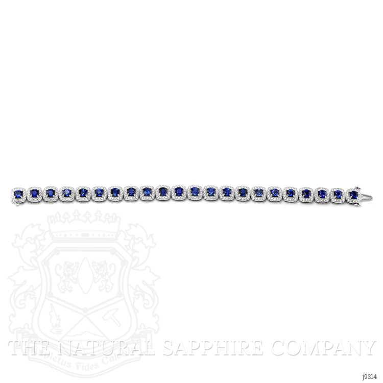 9.55 Ct.Tw. Blue Sapphire and Natural Diamond Tennis/Line Bracelet, 18K White Gold
