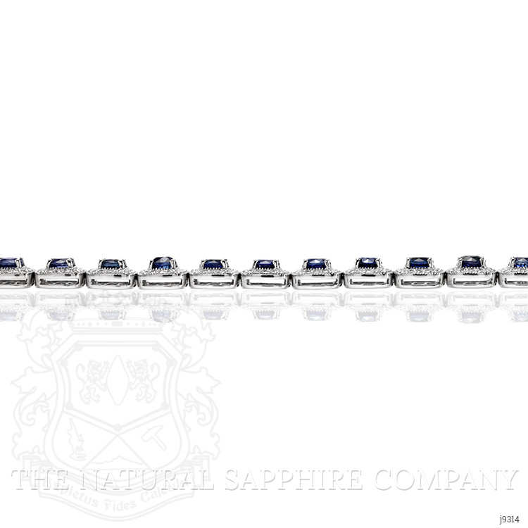 9.55 Ct.Tw. Blue Sapphire and Natural Diamond Tennis/Line Bracelet, 18K White Gold