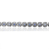 9.55 Ct.Tw. Blue Sapphire and Natural Diamond Tennis/Line Bracelet, 18K White Gold Image