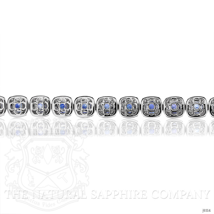 9.55 Ct.Tw. Blue Sapphire and Natural Diamond Tennis/Line Bracelet, 18K White Gold