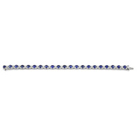 10.61 Ct.Tw. Blue Sapphire and Natural Diamond Tennis/Line Bracelet, 18K White Gold Image