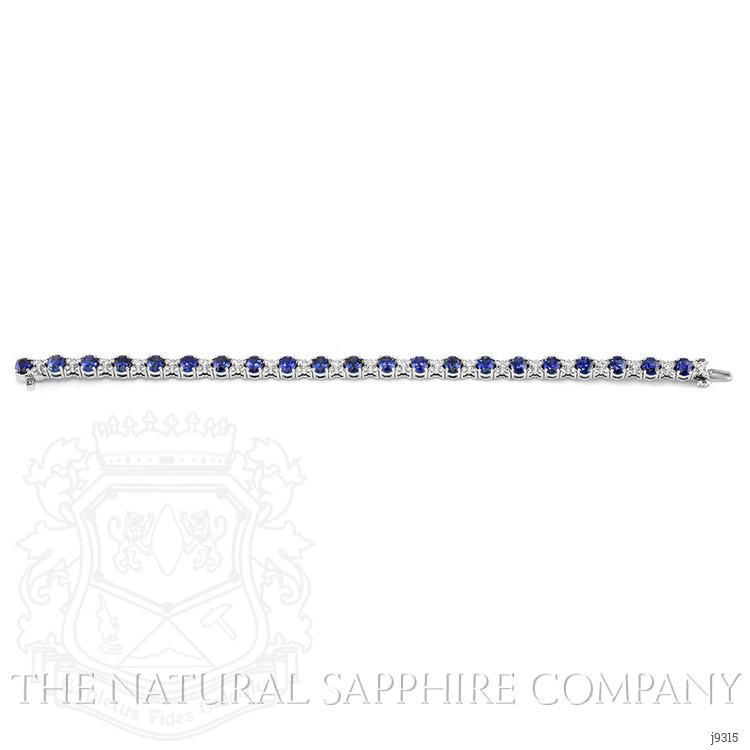 10.61 Ct.Tw. Blue Sapphire and Natural Diamond Tennis/Line Bracelet, 18K White Gold