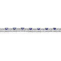 10.61 Ct.Tw. Blue Sapphire and Natural Diamond Tennis/Line Bracelet, 18K White Gold Image