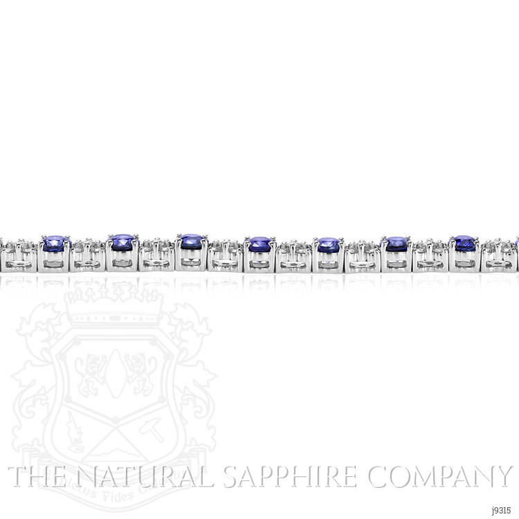 10.61 Ct.Tw. Blue Sapphire and Natural Diamond Tennis/Line Bracelet, 18K White Gold