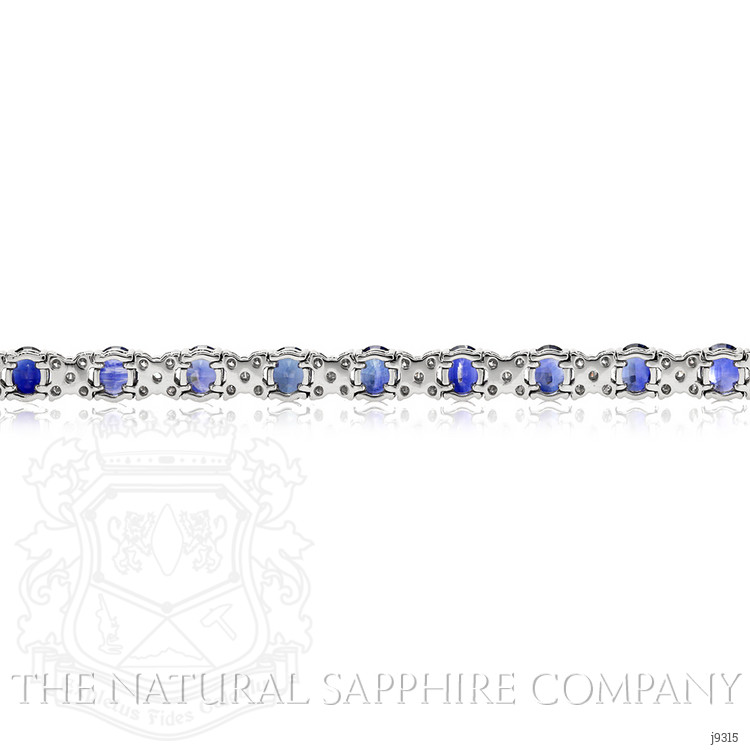 10.61 Ct.Tw. Blue Sapphire and Natural Diamond Tennis/Line Bracelet, 18K White Gold