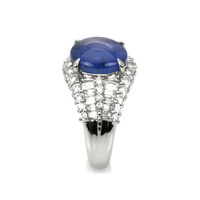6.07 Ct. Blue Sapphire and Natural Diamond Antique Style Ring, Platinum 950 Image