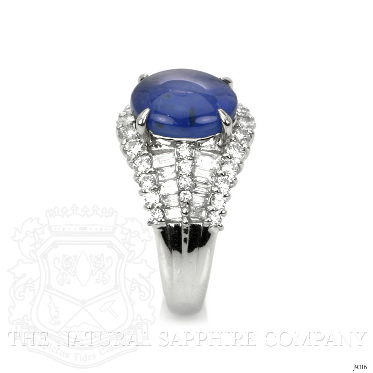 6.07 Ct. Blue Sapphire and Natural Diamond Antique Style Ring, Platinum 950