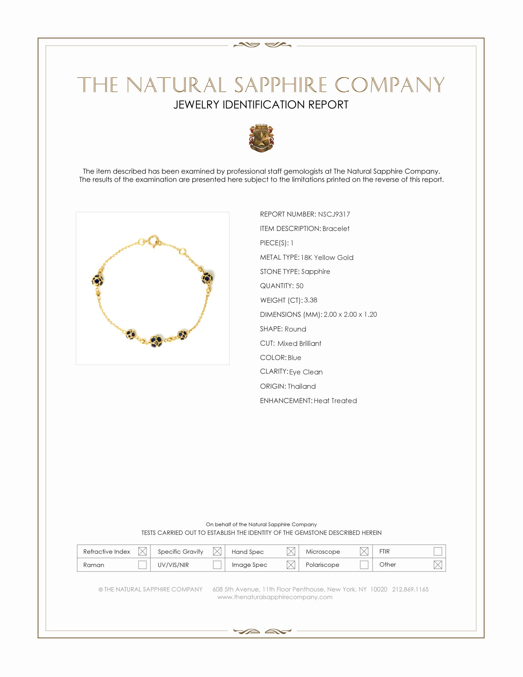 3.38 Ct.Tw. Blue Sapphire Bezel Bracelet, 18K Yellow Gold