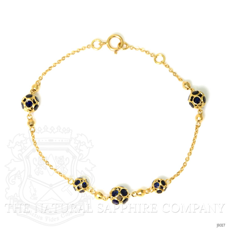 3.38 Ct.Tw. Blue Sapphire Bezel Bracelet, 18K Yellow Gold