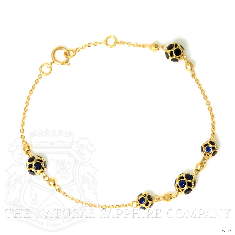 3.38 Ct.Tw. Blue Sapphire Bezel Bracelet, 18K Yellow Gold