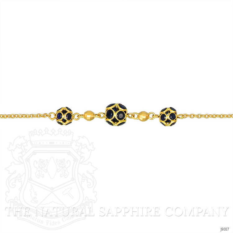 3.38 Ct.Tw. Blue Sapphire Bezel Bracelet, 18K Yellow Gold