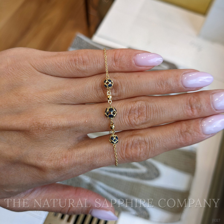 3.38 Ct.Tw. Blue Sapphire Bezel Bracelet, 18K Yellow Gold