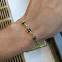 3.38&nbsp;Ct.Tw.Total Carat Weight Blue Sapphire Bezel Bracelet, 18K Yellow Gold Life Style
