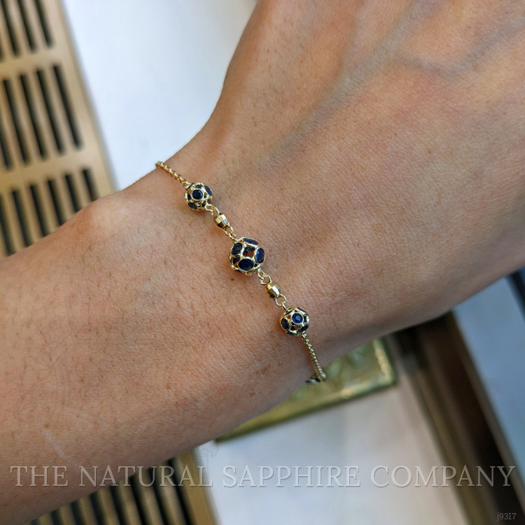3.38 Ct.Tw. Blue Sapphire Bezel Bracelet, 18K Yellow Gold