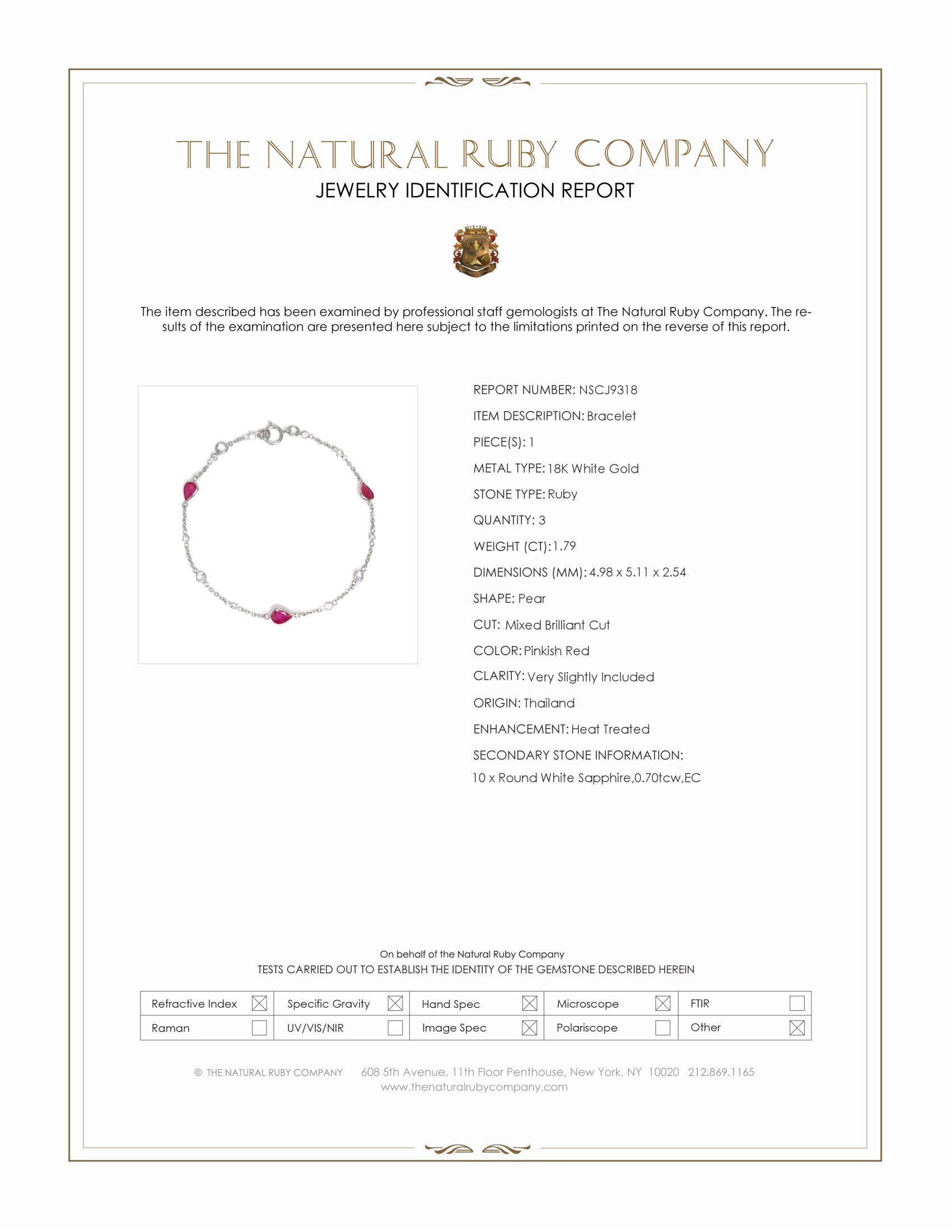 1.79 Ct.Tw. Pinkish Red Ruby and White Sapphire Bezel Bracelet, 18K White Gold