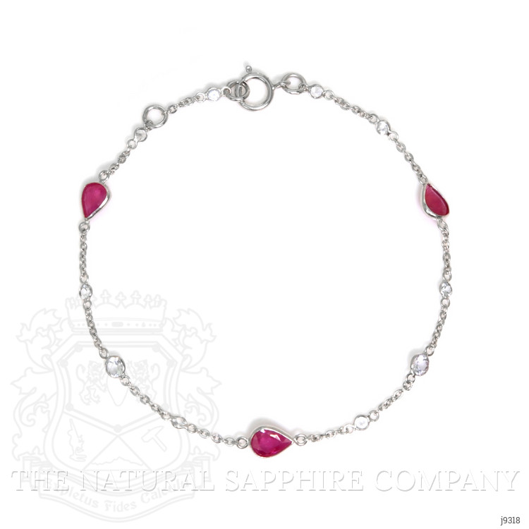 1.79 Ct.Tw. Ruby Sapphire Bezel Bracelet, 18K White Gold