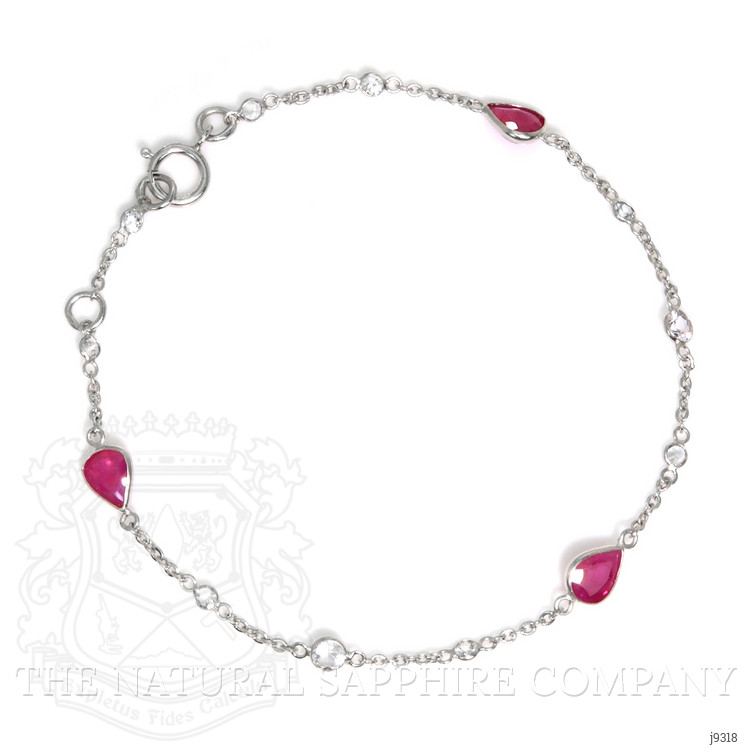 1.79 Ct.Tw. Ruby Sapphire Bezel Bracelet, 18K White Gold