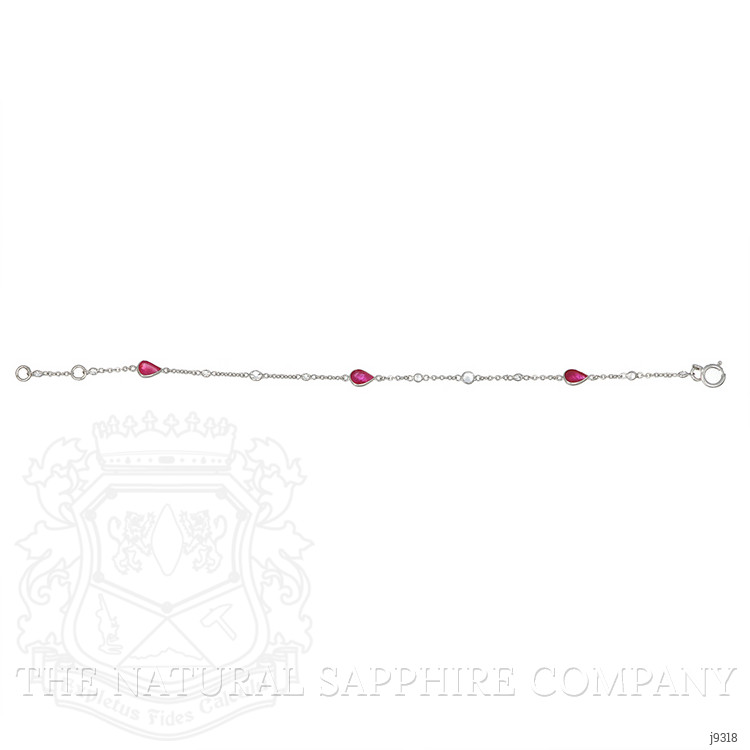 1.79 Ct.Tw. Ruby Sapphire Bezel Bracelet, 18K White Gold
