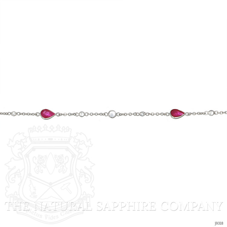 1.79 Ct.Tw. Ruby Sapphire Bezel Bracelet, 18K White Gold