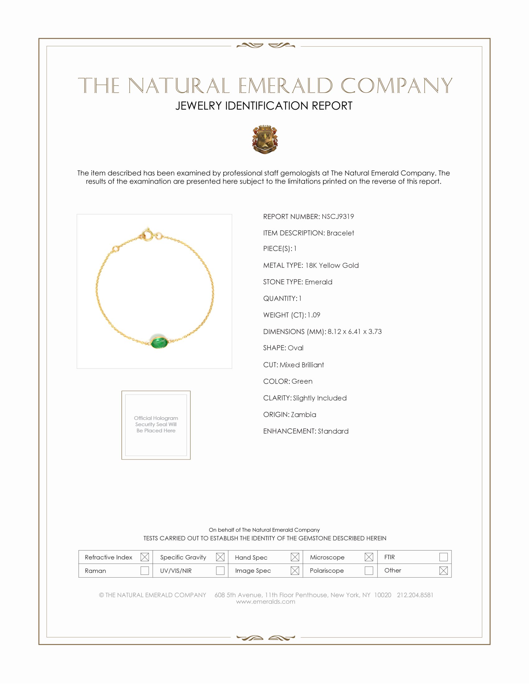 1.09 Ct.Tw. Emerald Bezel Bracelet, 18K Yellow Gold