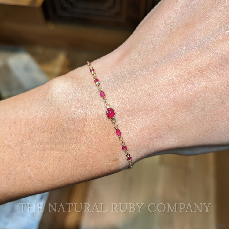 1.78 Ct.Tw. Pinkish Red Ruby Accent Stones Bracelet, 18K Yellow Gold