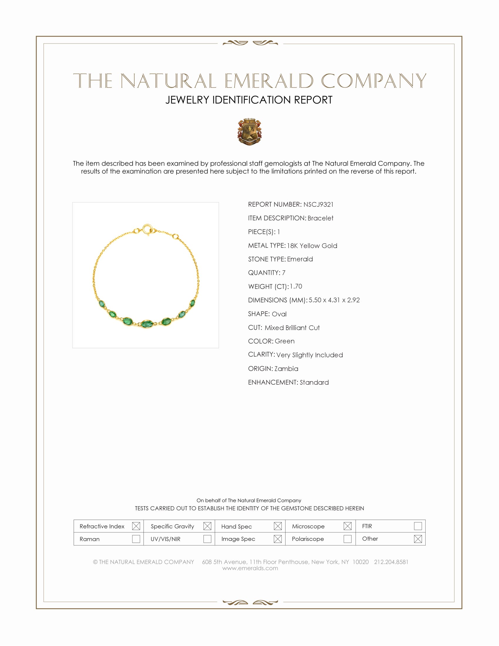 1.70 Ct.Tw. Emerald Bezel Bracelet, 18K Yellow Gold