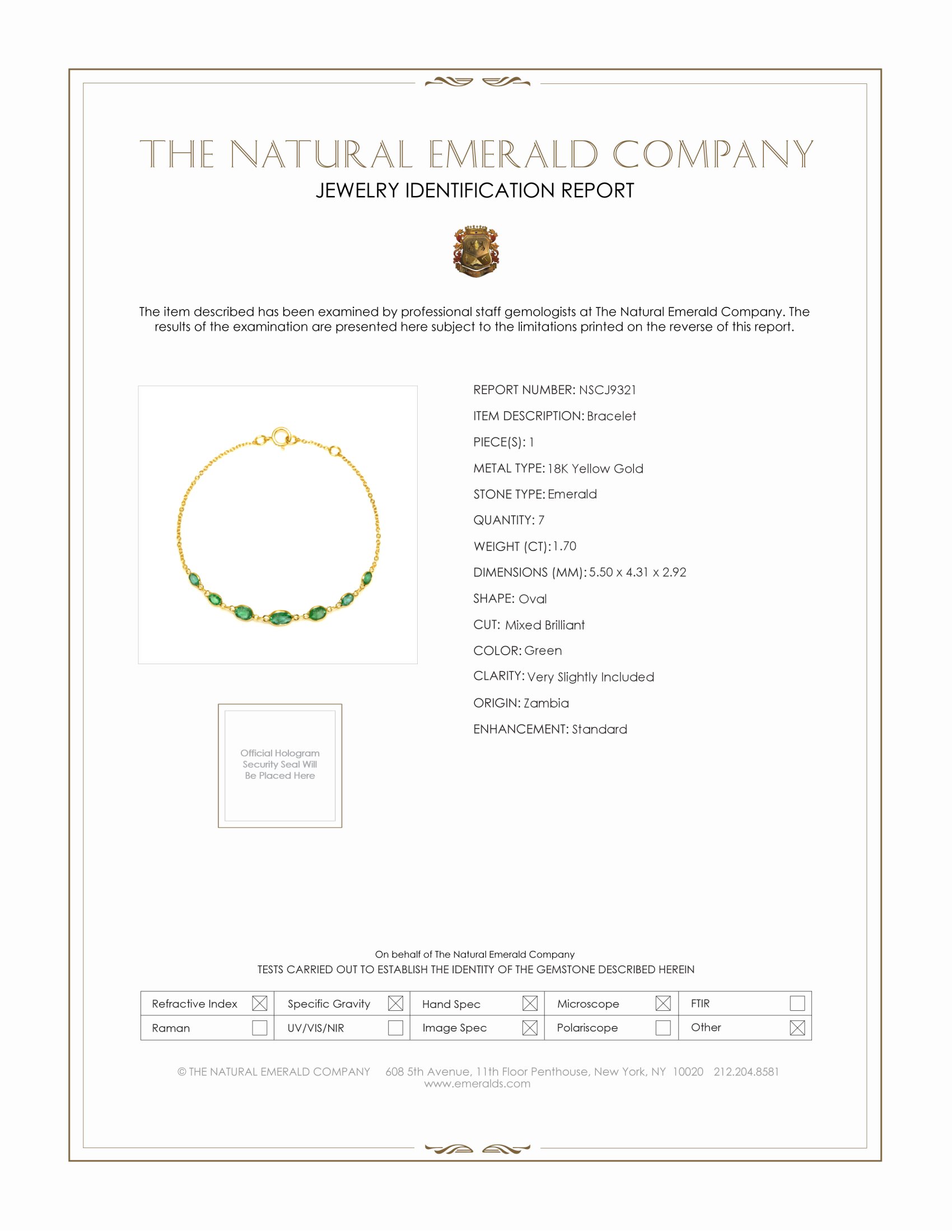 1.70 Ct.Tw. Emerald Bezel Bracelet, 18K Yellow Gold