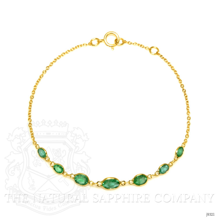 1.70 Ct.Tw. Emerald Bezel Bracelet, 18K Yellow Gold