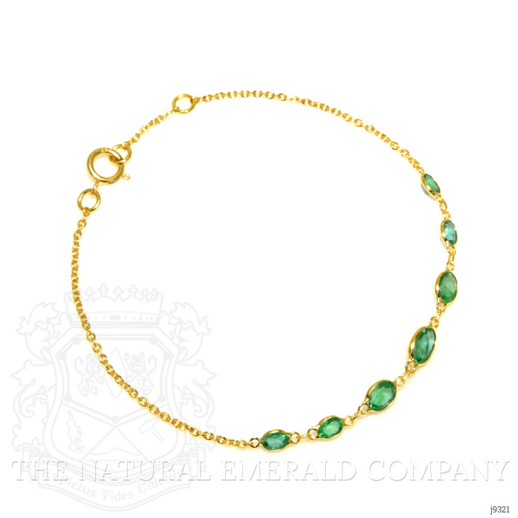 1.70 Ct.Tw. Emerald Bezel Bracelet, 18K Yellow Gold